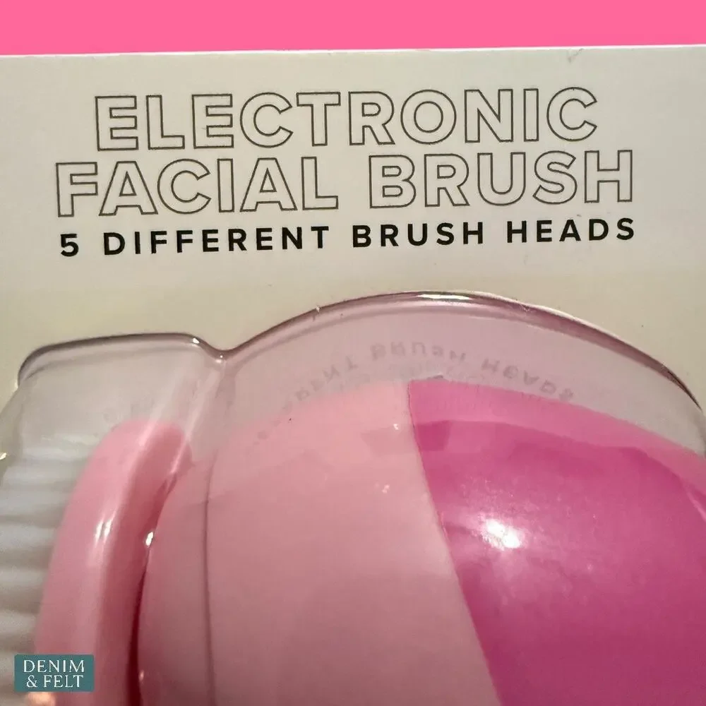 Vivitar 5-in-1 Electronic Facial Cleansing Brush Pink‎ Exfoliating Massager NEW